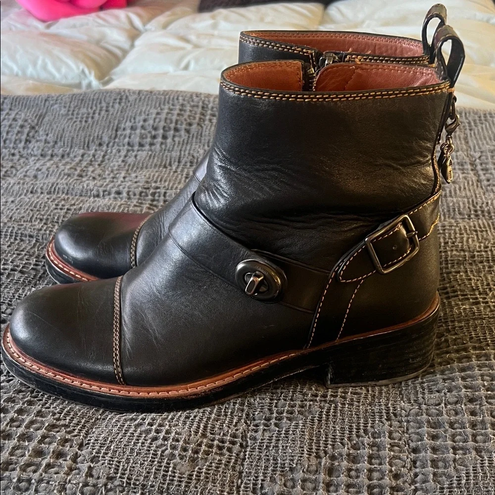 Coach Black Leather Ankle Booties - Picture 3 of 16